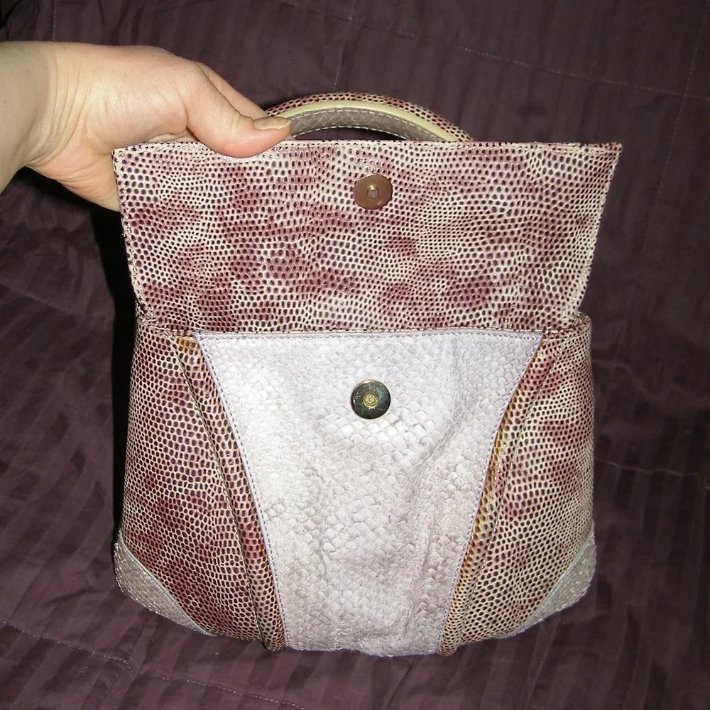 💜 RARE STUART WEITZMAN Snakeskin Reptile Structured Bag EUC